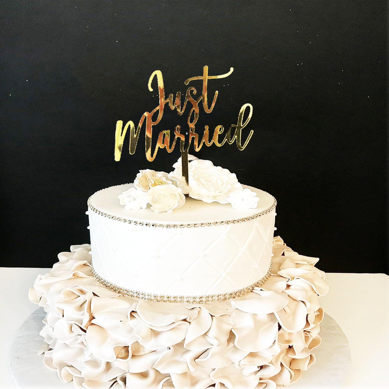 Just Married Wedding Cake Topper, Gold Acrylic, Wedding/Marriage